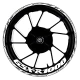 Contenu de l'emballage : Un jeu d'autocollants pour jantes de roue avant et arrière de moto, comprenant les quatre côtés.