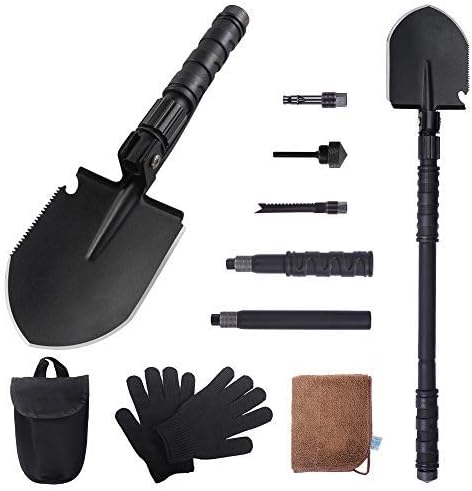 Survival Camping Shovel Multi-Purpose Military Folding Shovel Entrenching Tool Shovel for Garden, Camping, Hiking, Backpacking, Gardening, Fishing, and Car Emergency