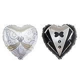 Tableclothsfactory 14' Heart Shape Wedding Groom Tuxedo and Bride Dress Air Helium Mylar Foil Balloons Set