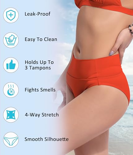 Image of Beautikini Period Swimwear Bikini Menstrual Swim Bottoms Leakproof Bathing Suits for Teens Girl