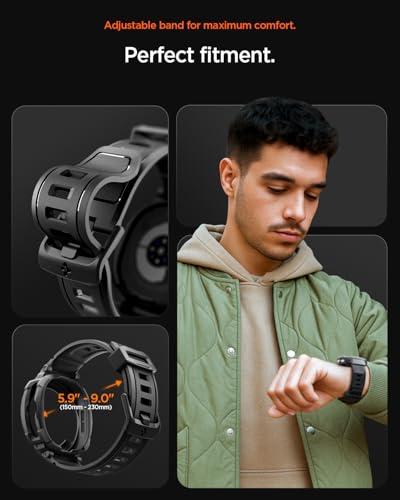Image of Spigen Rugged Armor Pro for Samsung Galaxy Watch 8 Classic (46mm) Case with Strap - Matte Black