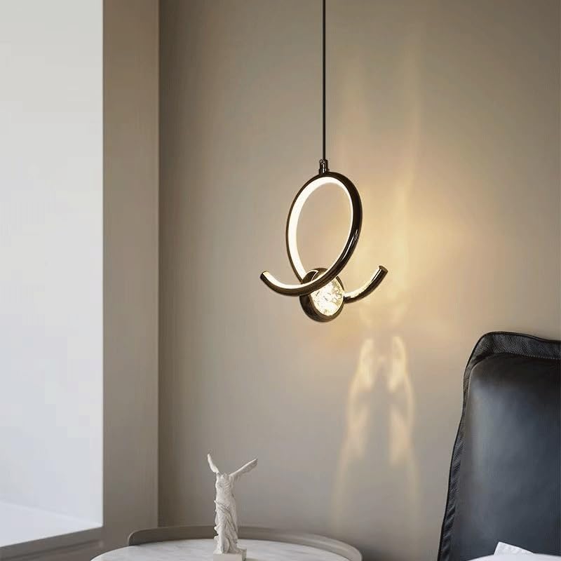 Lustre LED en Cristal Premium et Suspension en Aluminium Noir Design 7,5 Pouces - 3