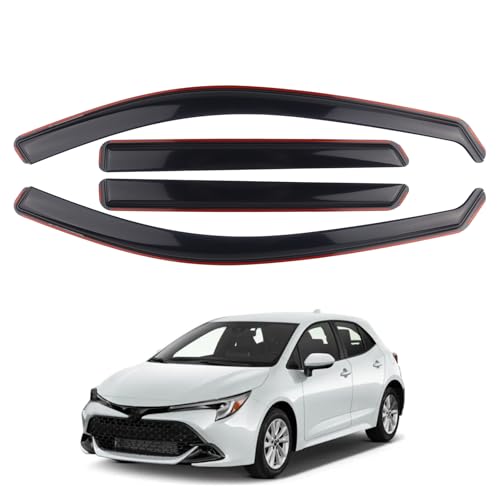 SAOKNCE 4 Pieces in-Channel Extra Durable Rain Guards Fit for 2019-2025 Toyota Corolla 5dr Hatchback 2023-2025 Toyota GR Corolla Hatchback,Window Deflectors,Window Visors (Smoke Black)