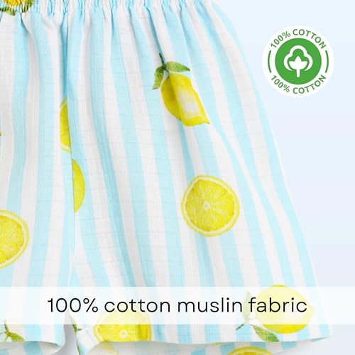 Image of The Boo Boo Club Kid'S 100% Muslin Organic Cotton Printed Button Shirt and Short Set | Half Sleeve Shirt | Summerwear Set | Kids Cothing Wear Set