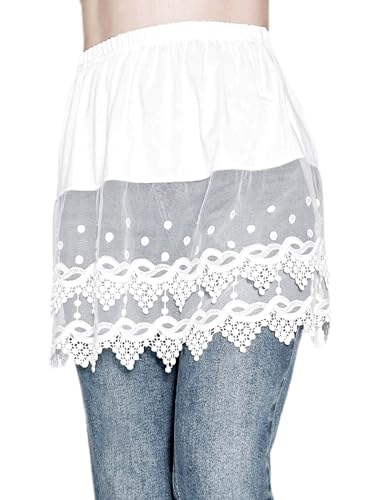 Image of Vanrose Jan Womens Lace Shirt Extender See Through Lace Underskirts Layering Half Slip Clothing Accessories