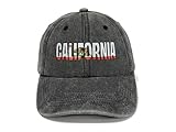Horpe California Bear Flag Hat,Cali Gifts for Men Women, Golden State Baseball Cap for Travelers, Adjustable Washed Black Dad Hat