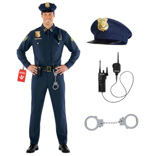 Morph Police Costume Men, Cop Outfit, Halloween Costumes for Men, M