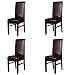 Dining Chair Covers, My Decor Solid Pu Leather Waterproof Stretch Dining Chair Protctor Cover Slipcover, Coffee, 4 Pack