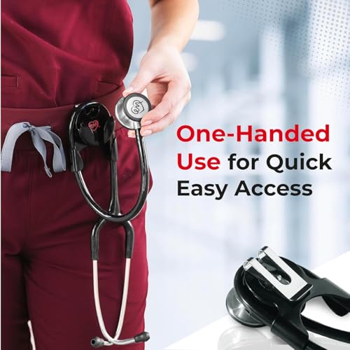MotivatEM Clip-on Stethoscope Holder with Clip, Stethoscope Hip Holder for Waist Belt, Stethoscope Carrier for Physicians Nurses and Students, Made for Litmann Classic II Lightweight and Classic III