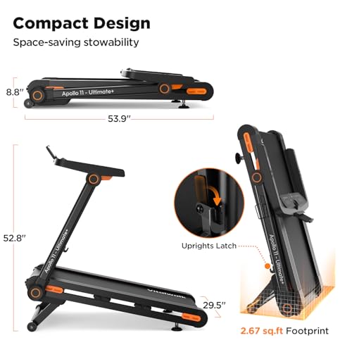 Image of Vitalwalk Foldable Treadmill with Auto Incline, Commercial 49 inchx18 inch Wide Running Belt, 10MPH, 3.5HP Brushless, Walking Pad Treadmill for Home, Auto Folding, No Installation, 350LBS, APP