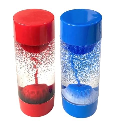 Volcán Anti-Gravedad Líquido Temporizador Sensorial para Autismo, Necesidades Sensoriales, TDAH, Alivio del Estrés, Ansiedad. Juguete para Autismo y Necesidades Especiales. (Rojo)