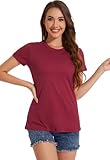 Ullnoy 3 Pack Womens Casual Cotton Crew Neck Quick Dry T-Shirts Wicking Athletic Short Sleeve Yoga Tops Black/Grey/Wine Red M - Image 5