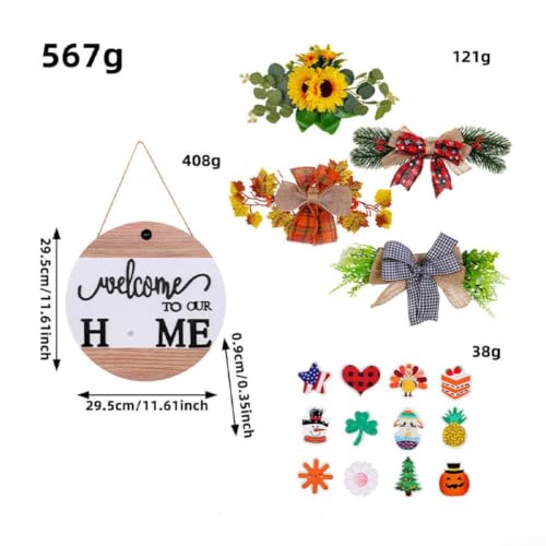 Couronne bois porte d'entrée : décoration murale rustique interchangeable