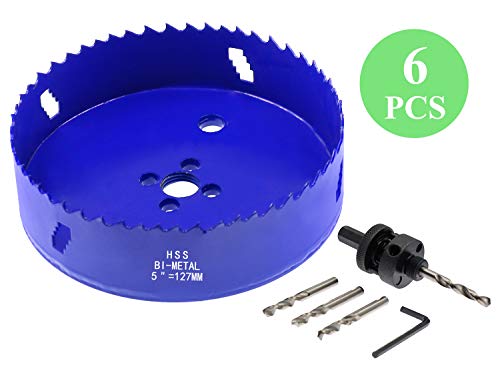 Image of 5 Inch Hole Saw with Arbor, 1.2 Inch Cutting Depth