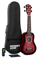 Monkey Loop Jungle Pack Red Ukelele Soprano (Ukelele, Funda, Afinador, Púa y Gamuza Limpiadora)