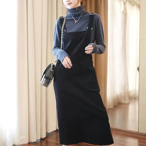 Image of chouyatou Womens Cute Corduroy Adjustable Strap Overall Dress fringe Pinafore Baggy Maxi Long Tank Dress