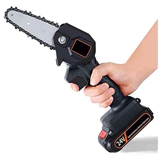 Mini Chainsaw 4-Inch Electric Protable Chainsaw with Brushless Motor, One-Hand Lightweight, Pruning Shears Chainsaw for Tree Branch Wood Cutting for Outdoor Garden (24V,550W,Black)