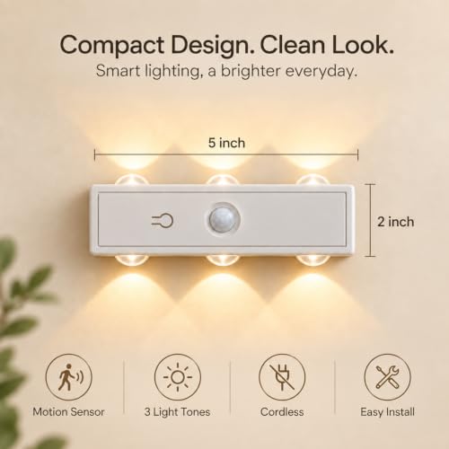 Lazukes Motion Sensor Wall Light Rechargeable Battery Operated Wall Sconces | Wireless No Drill Indoor Lamp, Peel and Stick 3CCT Magnetic Adhesive Wall Sconce for Hallway Stair Bedroom Closet - image 8
