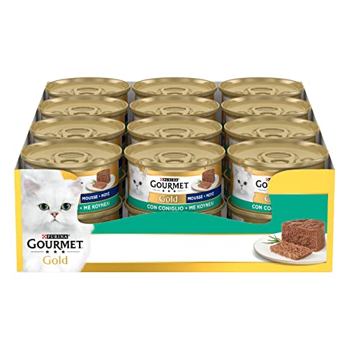 GOURMET Gold Cibo Umido per Gatti Adulti Mousse con Coniglio - 24 Lattine da 85 g