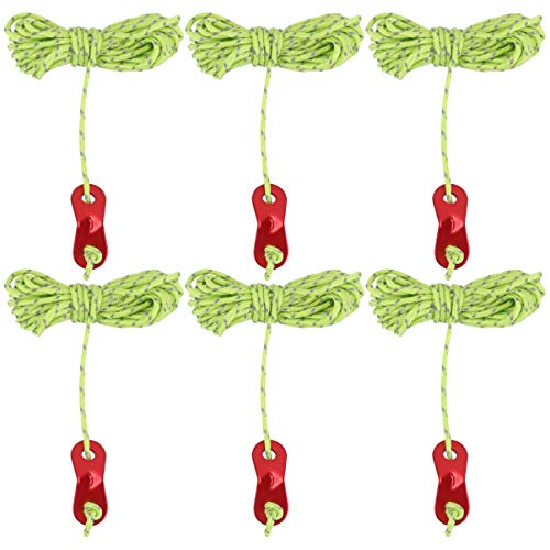 VICASKY 6pcs 4 Tent Canopy Pull Rope Reflective Wind Rope tarp Rope Cord Climbing Utility Cord Tent Rope Reflective Utility Cord Stretch Guyline Guy Lines Teepee to Climb Regulator Nylon