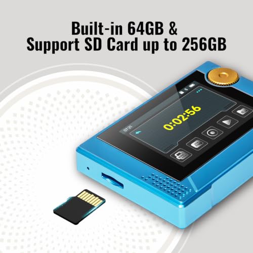 Image of 64GB 80s Retro MP3 Player with HD Speaker,MP3 Cassette Nostalgia Player,Dynamic Retro UI,Tape Drive Shape,Portable Bluetooth MP3 Music Player 50 Hours Long Battery Life, 2.4 inch Touchscreen (Blue)