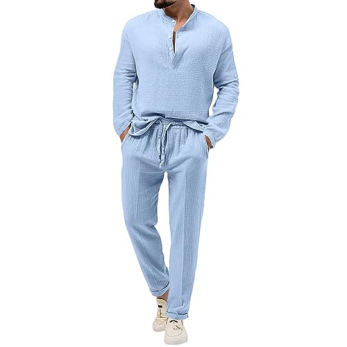 Pantalon de survêtement ample homme et t-shirt col V en tissu doux respirant