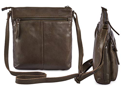 Small Genuine Leather Crossbody Bags for Women Vintage Travel Sling Purses & Handbags Shoulder Crossover (Olive Green Washed Vintage) - Thumbnail 3