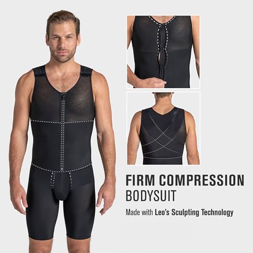 LEO Tummy Control Body Shaper for Men with Back Support - Post-Surgical Bodysuit Mens Girdle Shapewear4