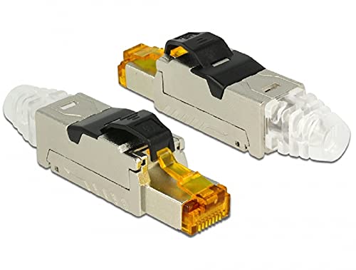 DeLOCK 86285 RJ45 Noir, Argent, Jaune connecteur de fils - Connecteurs de fils (RJ45, Noir, Argent, Transparent, Jaune, Zinc, 18,4 mm, 62,2 mm, 13,8 mm)