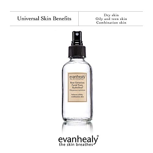 Evanhealy Rose Geranium Facial Tonic W/Hydrosoul - 100% Pure Organic Plant Hydrosol - Protects & Refreshes For All Skin Types #TOP2