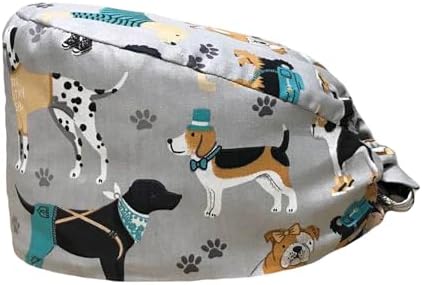 Printed Working Cap Scrub Cap for Women/Men Adjustable Tie