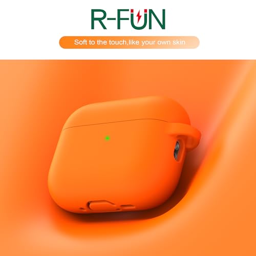 Image of R-fun for AirPods Pro 3 Case (2025), Soft Silicone Protective Case Cover Compatible with Apple AirPods Pro 3rd Generation (USB-C Cable) for Women Men with Cleaning Kit and Keychain, Orange