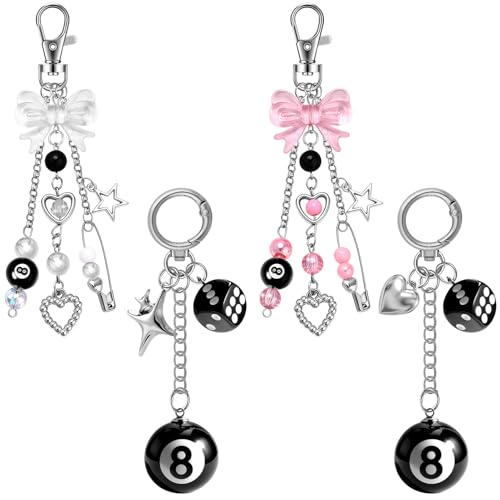 Image of Bag Charms for Handbag Cherry Strawberry Y2K Bow Keychain Cute Purse Charms Accessories for Women Tote Bag Fruit Charm