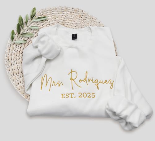 NACRE APPAREL Custom Embroidered Sweatshirt Personalized Wedding Bride Gift Future Mrs Honeymoon Hoodie Est Long Sleeve3