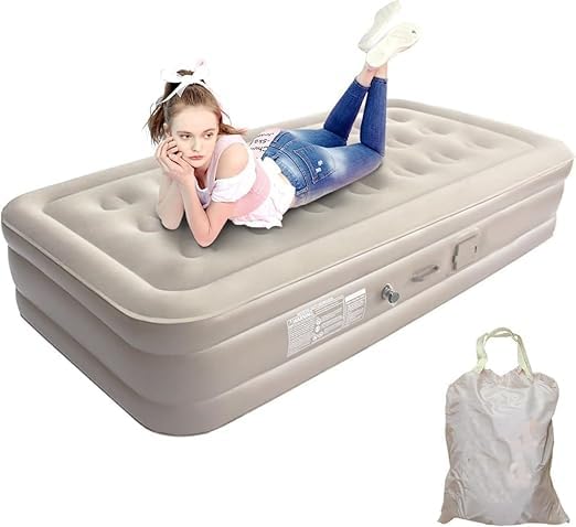 ZORVY Portable Air Mattress with Built-in Pump | Double Layer Inflatable Bed for Home, Camping & Guest Use | Ultra-Comfortable Waterproof Airbed with Carry Bag,(Pcs-1).-picture-2