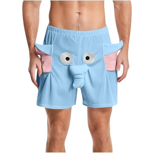 wodceeke Mens Funny Elephant Pajama Shorts Big Nose and Ears Novelty Animal Sleep Shorts Press Sound PJ Bottoms