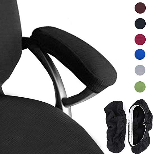 Melaluxe 2 Set Polyester Removable Office Chair Armrest Covers Arm Rest Slipcovers (Length-30cm) (Black)