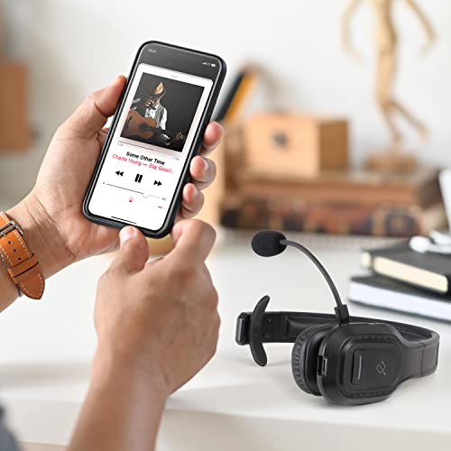 Aluratek Wireless Bluetooth 5.0 Headset With Noise Cancelling Boom Mic, For Car, Truck Driver, Business, School, Home Office, Cell Phones, Pc & Mac, 34Hrs Talk Time (Abhm100F), Black #TOP6