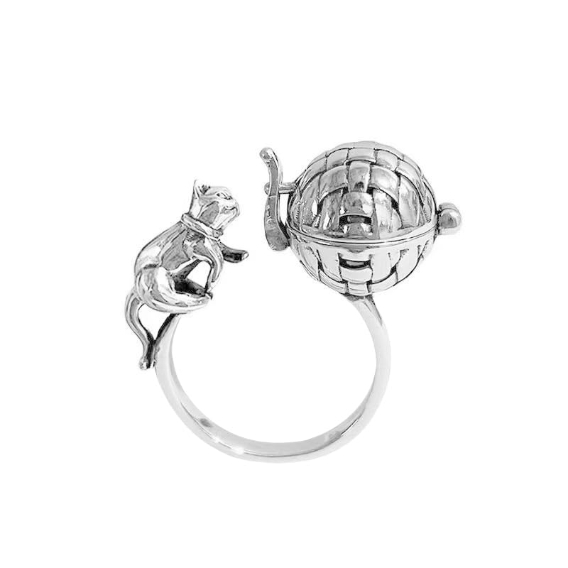 OIDIMS Unique Cat Ring Aromatherapy Finger Open Adjustable Ring Cute Naughty Cats Fashion Portable Mini Locket Rings Convenient Accessories Jewelry Birthday Xmas for Women Men Pet Lover2