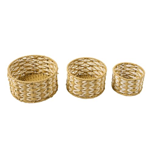 Cesta Organizadora, Cesta de Armazenamento Tecida Redonda Portátil 3pcs Elegante para Lanches para S