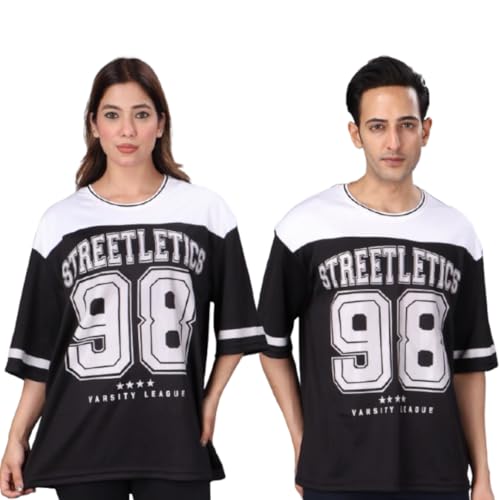 Image of Amazon Brand - INKAST Unisex Oversized T-Shirt | Sportwear | Contrast Sleeves | Drop Shoulder Baggy Fit | Graphic Print | Activewear for Gym,Training & Street Style