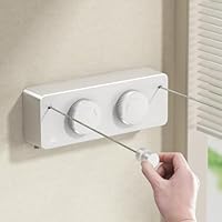 MUSTORN Retractable Clothesline Indoor, Non-Sagging Outdoor Clothes Line Retracting Heavy Duty Clothes Drying Laundry Line Wall Mounted Stainless Steel Line-15.1 Feets