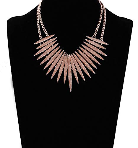 Moloch Sparkling Druzy Leaf Choker Necklace Fashion Rose Gold-Tone Collar Necklace Bib Statement Chunky Tribal Necklace Woman Jewelry (Rose Gold) #TOP5