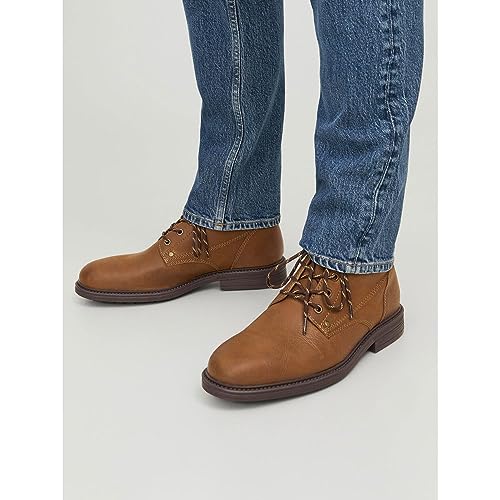 JACK & JONES Homme Jfwsolomon Bottes en Cuir Sn Bottines à Lacets, Miel, 44 EU
