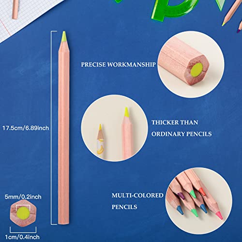 Highlighter Pencils Jumbo Size Neon Colors Highlighter Pencils 6 Colors Wooden Highlighters Wooden Colored Highlighters With Wooden Sharpener For Coloring Marking Art Drawing Sketching (12) #TOP3