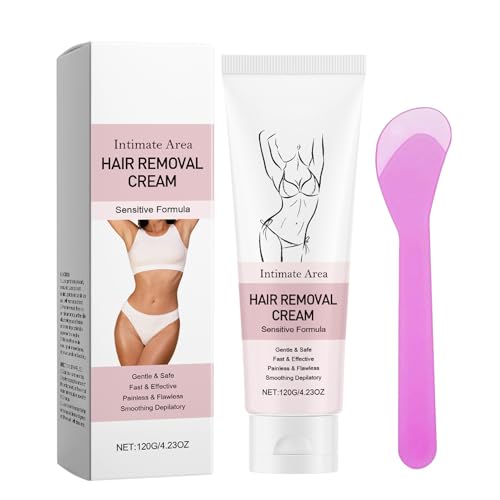 Hair Removal Cream for Genitals, Painless Flawless Depilatory Cream for Sensitive Skin, Pubic, Body, Private Areas, Underarms and Bikini Area, Nourishing & Moisturizing Shaving Cream for Women（120g）