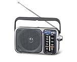 Panasonic Portable AM/FM Radio, Large Dial Scale, use with AC Adaptor or Batteries, (RF-2400DGN-S)