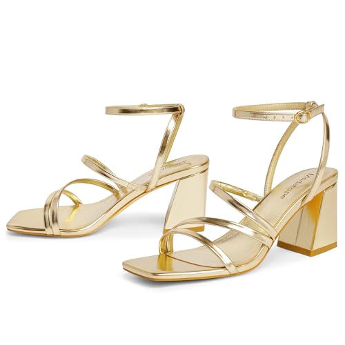 Modatope Women Heeled Sandals Strappy Heels Square Open Toe Chunky Block Heels Ankle Strap Sandals for Women Comfortable Heels2