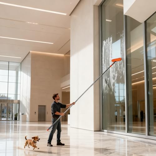 Image of BITOPE 90 inch Squeegee for Window Cleaning Cleaner Tool with Extension Pole 2 in 1 Rotatable Window Wash Tool for Home Shower Glass Car Windshield Outdoor Solar Panel