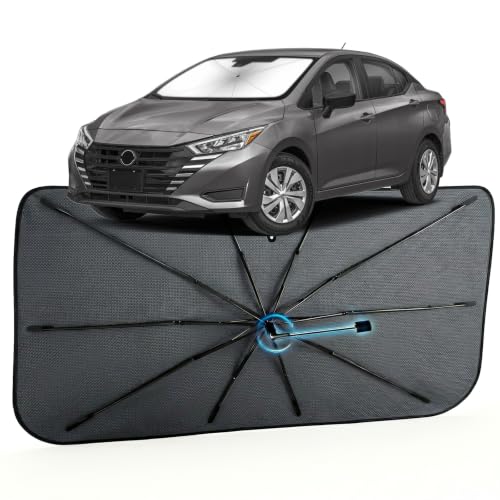 Image of Car Windshield Sun Shade for Nissan Versa 2020-2026, Foldable Car Sunshade | For Front Window,Car Shades Umbrella with Reflective Coated Fabric, Sun Visor Keep Car Cool&Protects Interior,1:1 Exact Fit